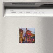 Rode reflecties op de straten van Philadelphia Magneet (Insitu (Vaatwasser))