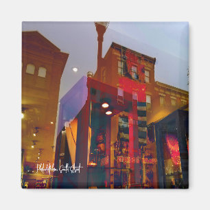 Rode reflecties op de straten van Philadelphia Magneet