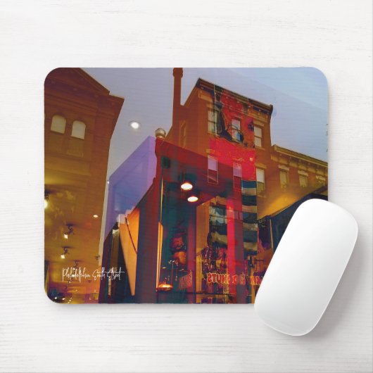 Rode reflecties op de straten van Philadelphia Muismat (Met muis)