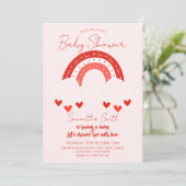 Rode Regenboog baby shower Kaart (Staand voorkant)