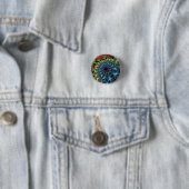Rode regenboogbarst ronde button 3,2 cm (In situ)
