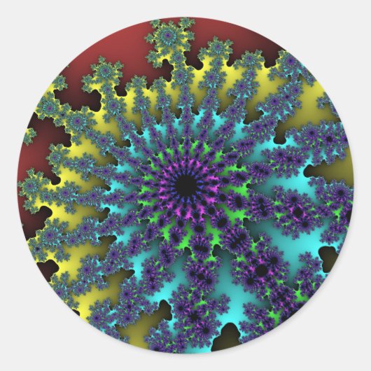Rode regenboogbarst ronde sticker (Voorkant)