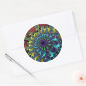 Rode regenboogbarst ronde sticker (Envelop)