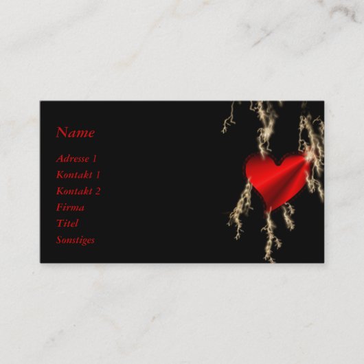 rode regenbooghartslag op zwart visitekaartje (Voorkant)