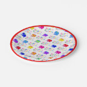 Rode regenboogkleuren Cartoon Elephants Kinderen B Papieren Bordje (Gekanteld)