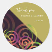 Rode regenboogstralen op Paars en mosterd Ronde Sticker (Voorkant)