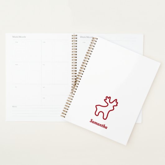 Rode Rendier Contour Persoonlijke Naam Planner (Display)