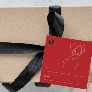 Rode rendier doodle modern Kerstmis Bedankjes Labels