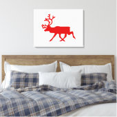 Rode rendier / kariboesilhouet canvas afdruk (Insitu (Slaapkamer))