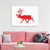 Rode rendier / kariboesilhouet canvas afdruk (Insitu (Woonkamer))