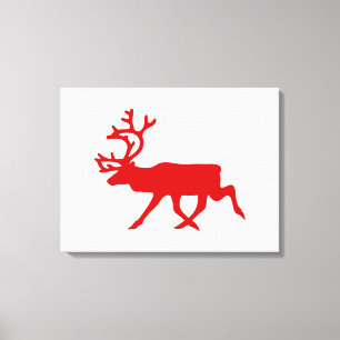Rode rendier / kariboesilhouet canvas afdruk
