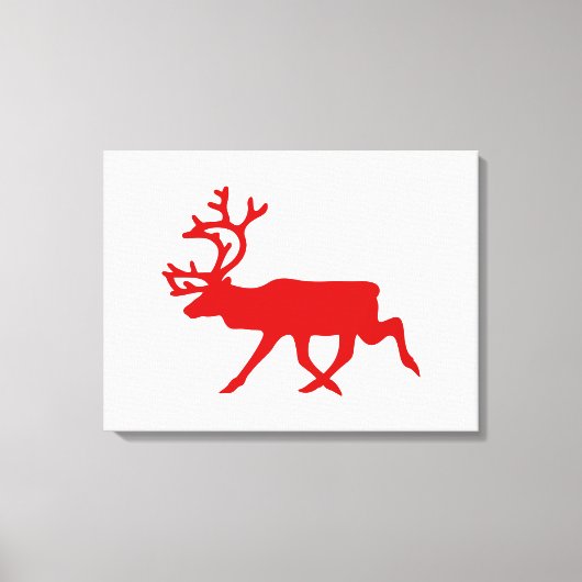 Rode rendier / kariboesilhouet canvas afdruk (Voorkant)