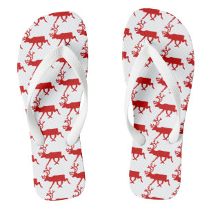 Rode rendier / kariboesilhouet teenslippers