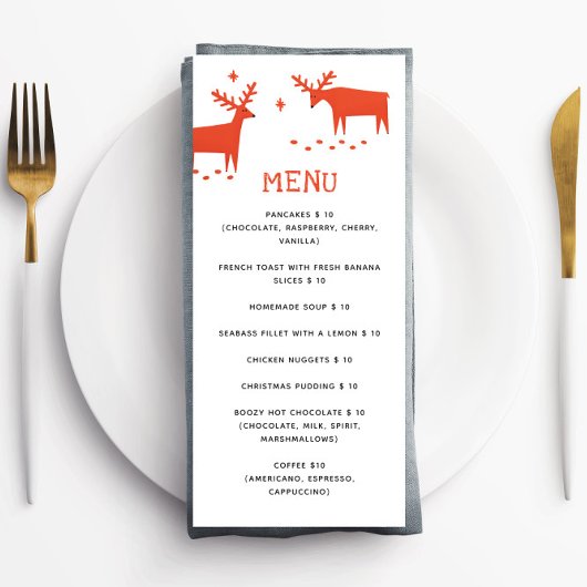 Rode Rendier | Kerstvakantie Cafe of Bakkerij Menu