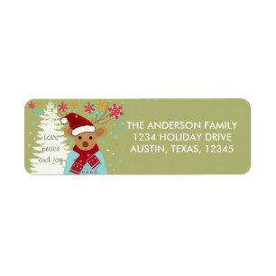 Rode Rendier Schattig Vintage Kerst Retouradres Etiket