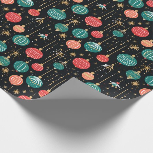 Rode rendier traditionele kerstcadeau verpakking cadeaupapier (Hoek)