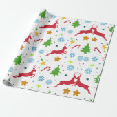 Rode rendieren cadeaupapier (Uitgerold)