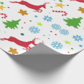 Rode rendieren cadeaupapier (Hoek)