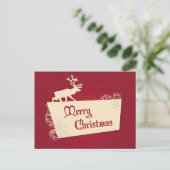  rode rendieren en sneeuwvlokken met kerst feestdagenkaart (Staand voorkant)