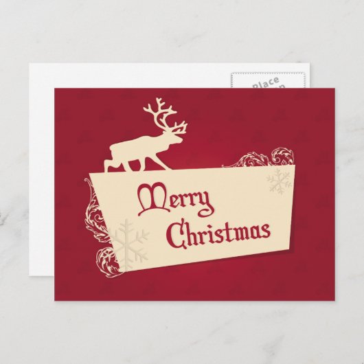  rode rendieren en sneeuwvlokken met kerst feestdagenkaart (Voorkant / Achterkant)