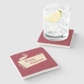  rode rendieren en sneeuwvlokken met kerst stenen onderzetter (Zijkant)