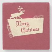  rode rendieren en sneeuwvlokken met kerst stenen onderzetter (Voorkant)