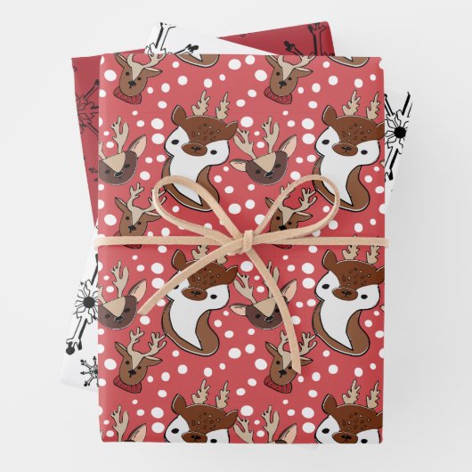 Rode rendierensnowflakes inpakpapier vel (In situ)