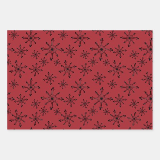 Rode rendierensnowflakes inpakpapier vel (Voorkant 3)