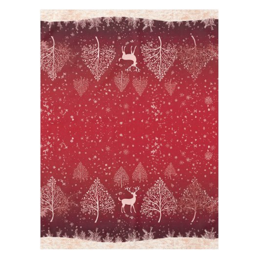 Rode rendierkerst tafelkleed (Voorkant)
