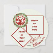 Rode rendierronde kerstvlakke Kaart (Achterkant)