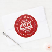 Rode Retouradressticker Rustic Holiday Circle Ronde Sticker (Envelop)