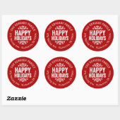 Rode Retouradressticker Rustic Holiday Circle Ronde Sticker (Vel)