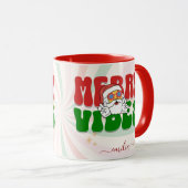 Rode Retro 70s thema Merry Vibes Aangepaste naam Mok (Voorkant rechts)