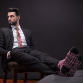 Rode Retro Argyle Bowling Pin Stropdas