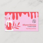 Rode retro artisanale kaarsenmaker logo qr-code visitekaartje (Voorkant)