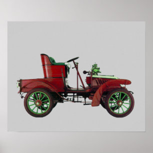 RODE RETRO AUTO / AUTO RESTAURATIE - AUTOMOTIEF POSTER