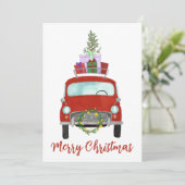 Rode retro auto met cadeautjes Vakantiedagen Kaart (Staand voorkant)