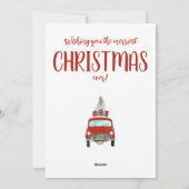 Rode retro auto met cadeautjes Vakantiedagen Kaart (Achterkant)