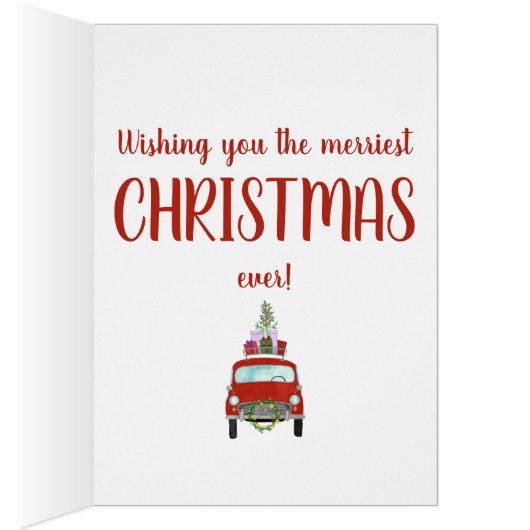 Rode Retro Auto met Kerstcadeaus (Binnen (Rechts))