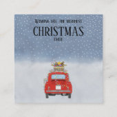 Rode retro auto met kerstcadeaus Vakantie Kaart (Achterkant)