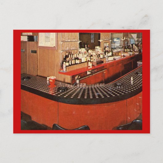 Rode Retro Bar Briefkaart (Voorkant)