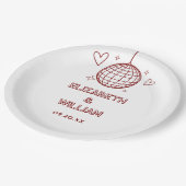 Rode Retro Disco Groovy 70s bruiloft Papieren Bordje (Gekanteld)