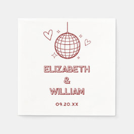 Rode Retro Disco Groovy 70s bruiloft Servet