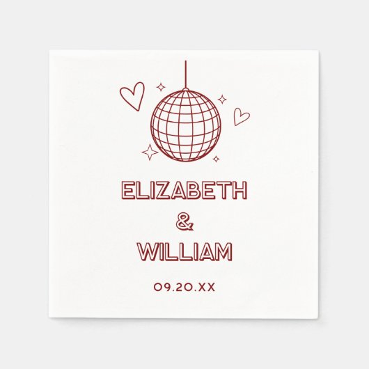 Rode Retro Disco Groovy 70s bruiloft Servet (Voorkant)