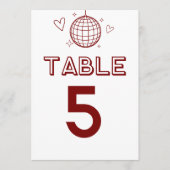 Rode Retro Disco Groovy Grote Tafel Nummers Kaart (Voorkant)