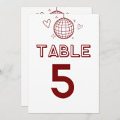 Rode Retro Disco Groovy Grote Tafelnummers (Voorkant / Achterkant)