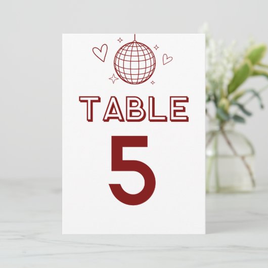 Rode Retro Disco Groovy Grote Tafelnummers (Staand voorkant)