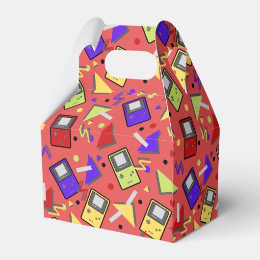 Rode Retro Gaming Verjaardag Bedankdoosjes (Achterkant)