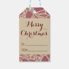 Rode Retro Gezellig Kerstpatroon Cadeaulabel