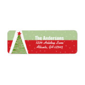 Rode Retro Groene Kerstboom Retouradres Etiket (Voorkant)